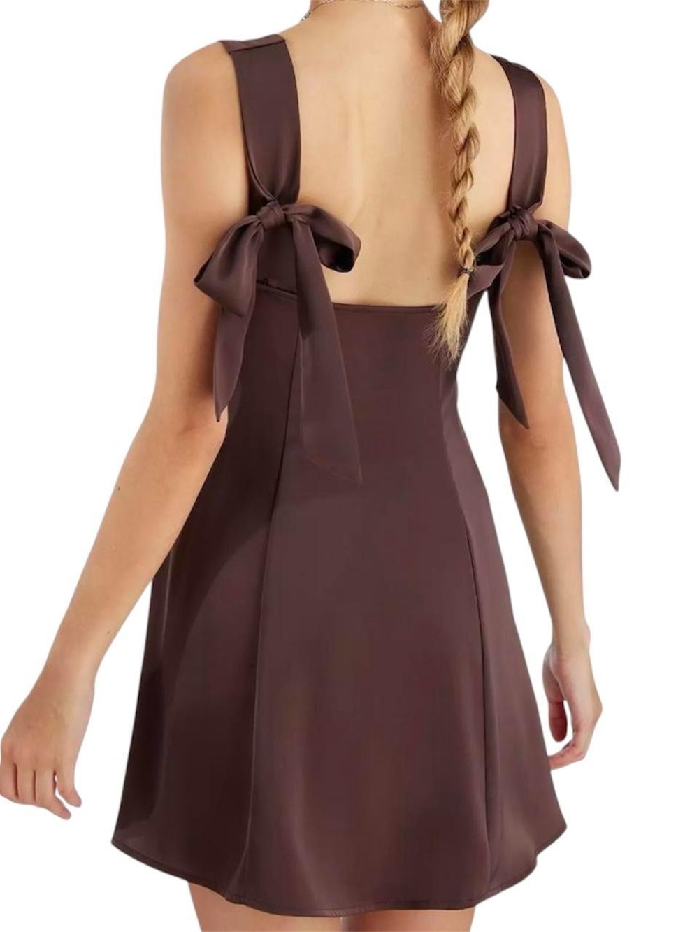 Urban Outfitters Chocolate Brown Tie-Shoulder Mini Dress